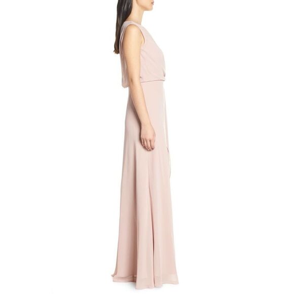 Jenny Yo Paltrow Overlay Chiffon Gown Maxi dress blush Pink Size 10 - Picture 5 of 16